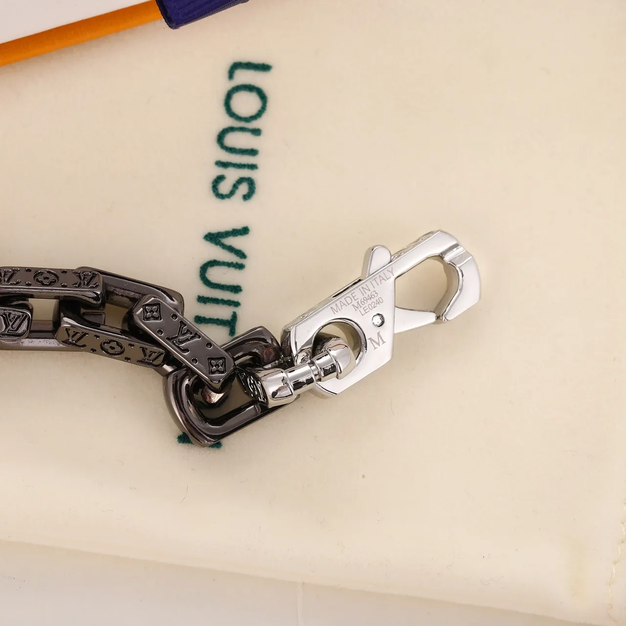 Louis Vuitton Chain Bracelet Red Silver Monogrammed Crystal-Embellished Heart Charm Bracelet 2