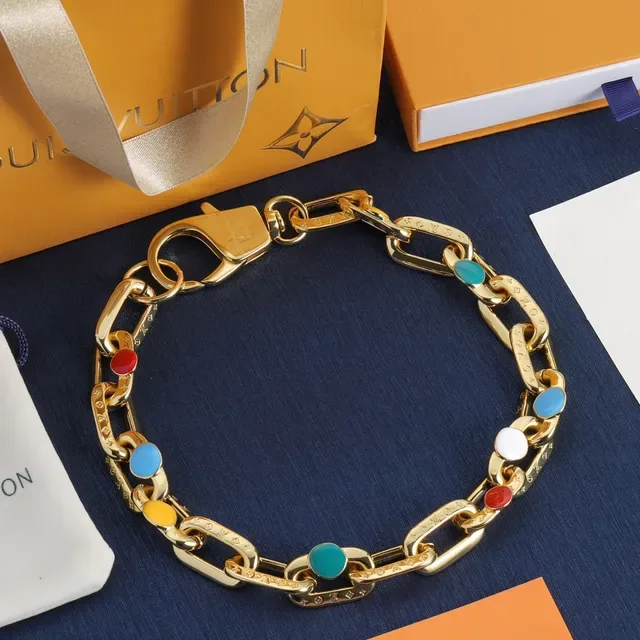 Louis Vuitton Chain Reaction Gold Multicolor Chunky Enamel-Accented Bracelet 7