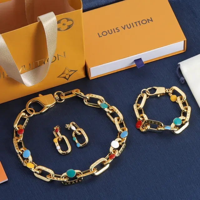 Louis Vuitton Chain Reaction Gold Multicolor Chunky Enamel-Accented Bracelet 9