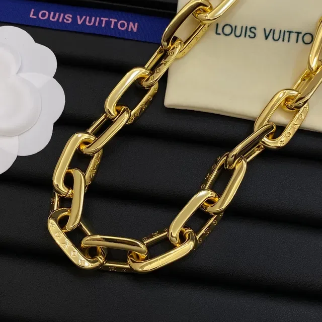 Louis Vuitton Chain Reaction Gold White Chunky Oval-Link Monogram-Engraved Links Bracelet 4