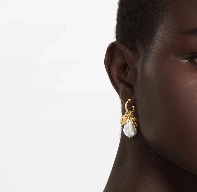 Louis Vuitton Charm Hoop Gold White Earrings 2