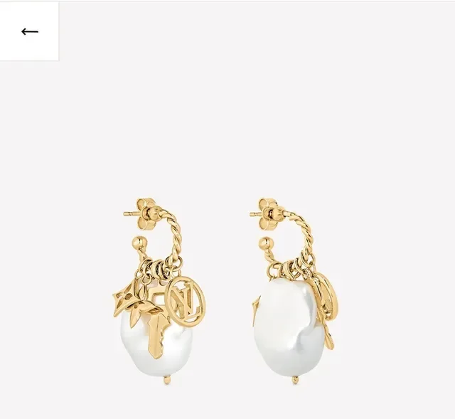 Louis Vuitton Charm Hoop Gold White Earrings 3