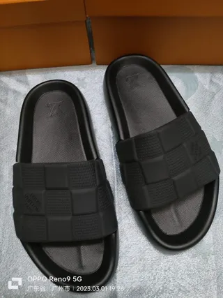 Louis Vuitton Checkerboard Strap Black Slippers 3