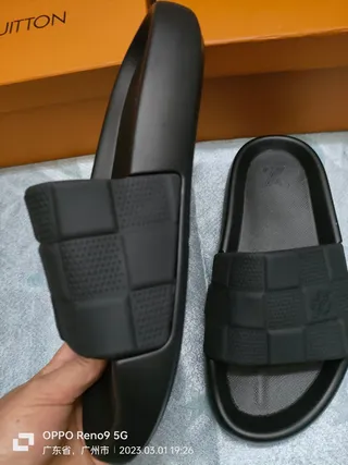 Louis Vuitton Checkerboard Strap Black Slippers 4