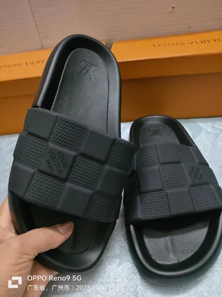 Louis Vuitton Checkerboard Strap Black Slippers 5