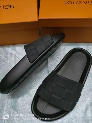 Louis Vuitton Checkerboard Strap Black Slippers 8