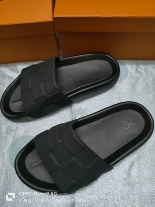Louis Vuitton Checkerboard Strap Black Slippers 9