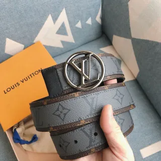 Louis Vuitton Circle Belt Gray Monogram Eclipse Leather Belt