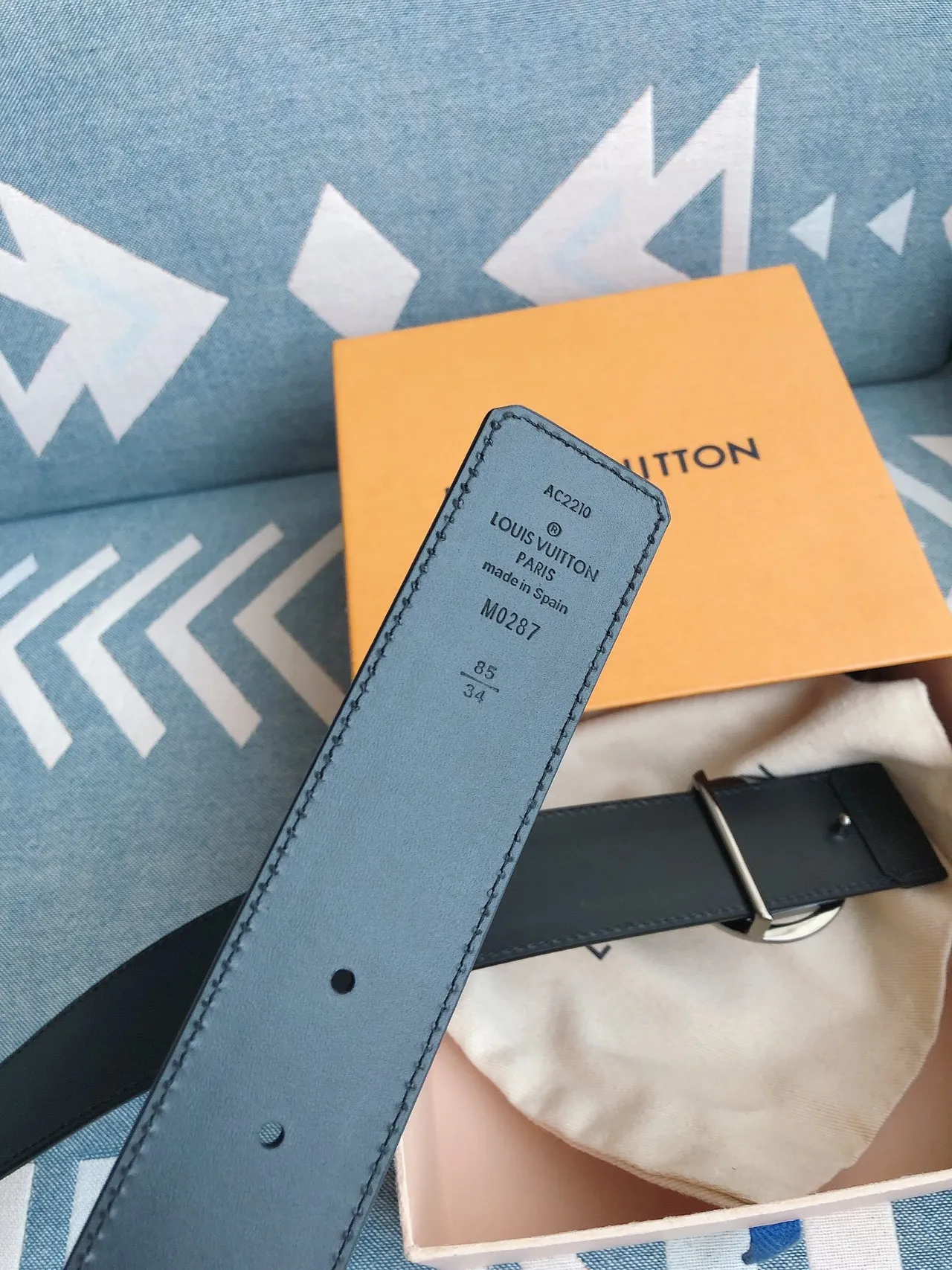 Louis Vuitton Circle Belt Gray Monogram Eclipse Leather Belt 7