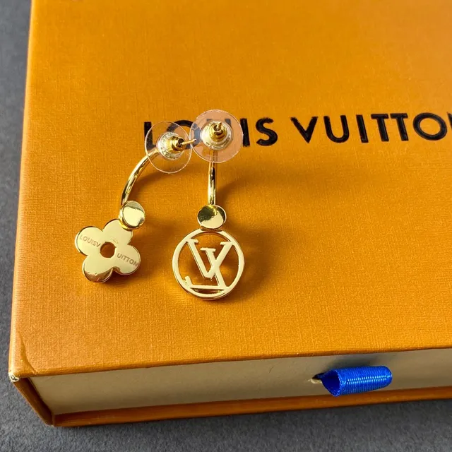 Louis Vuitton Circle Monogram and Flower Motif Gold-Tone Earrings 2