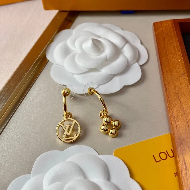Louis Vuitton Circle Monogram and Flower Motif Gold-Tone Earrings 8