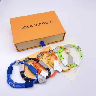 Louis Vuitton Cord Bracelet Multicolor Braided Nylon Metal Tag Hardware Bracelet