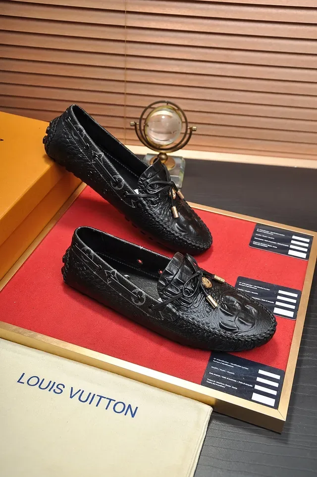 Louis Vuitton Croc-Embossed Leather Bow Loafers 4