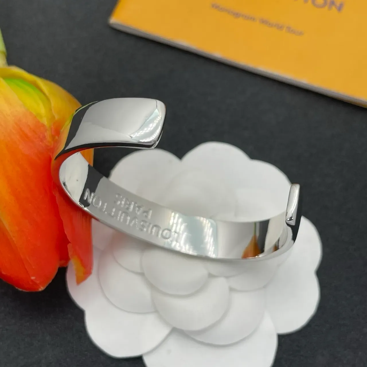 Louis Vuitton Crystal-Letter Open Cuff Bracelet 4