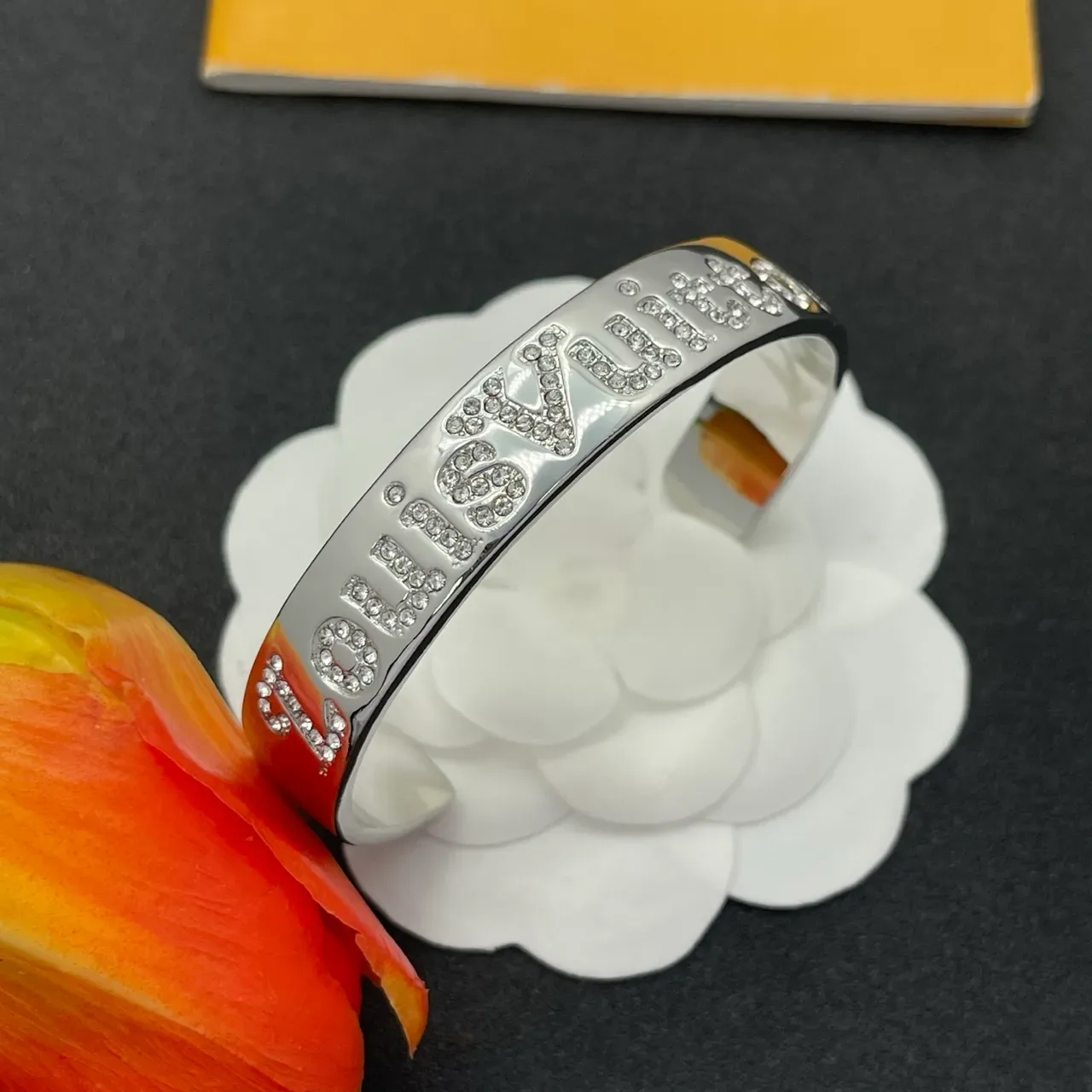 Louis Vuitton Crystal-Letter Open Cuff Bracelet 7