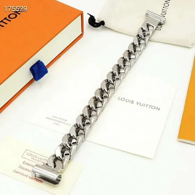 Louis Vuitton Curb Chain Silver-Tone Metal Bracelet 5