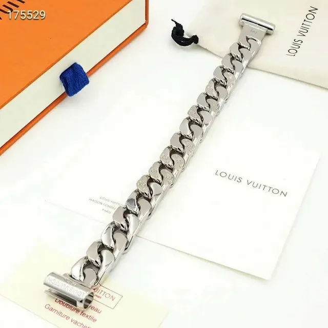 Louis Vuitton Curb Chain Silver-Tone Metal Bracelet 6