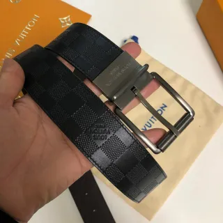 Louis Vuitton Damier Graphite रिवर्सिबल बकल लेदर बेल्ट