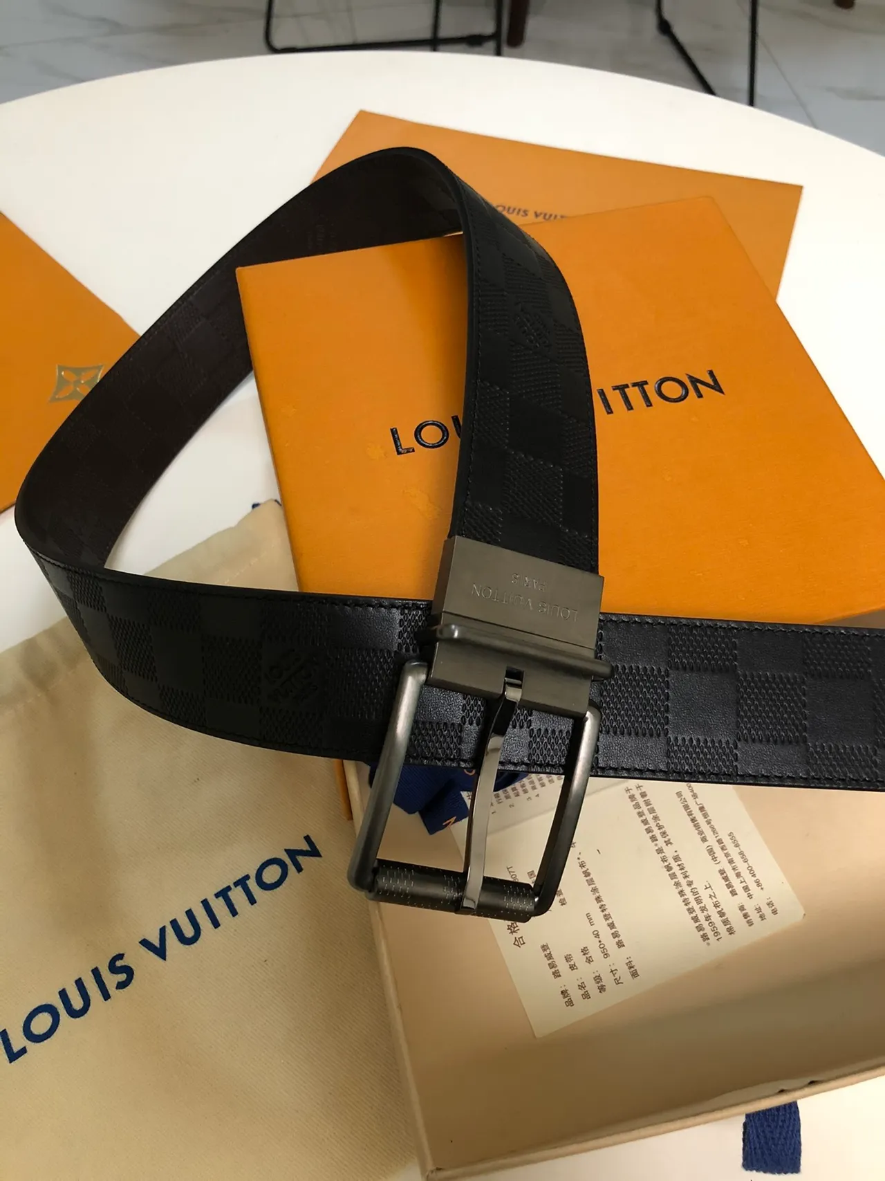Louis Vuitton Damier Graphite Reversible Buckle Leather Belt 4