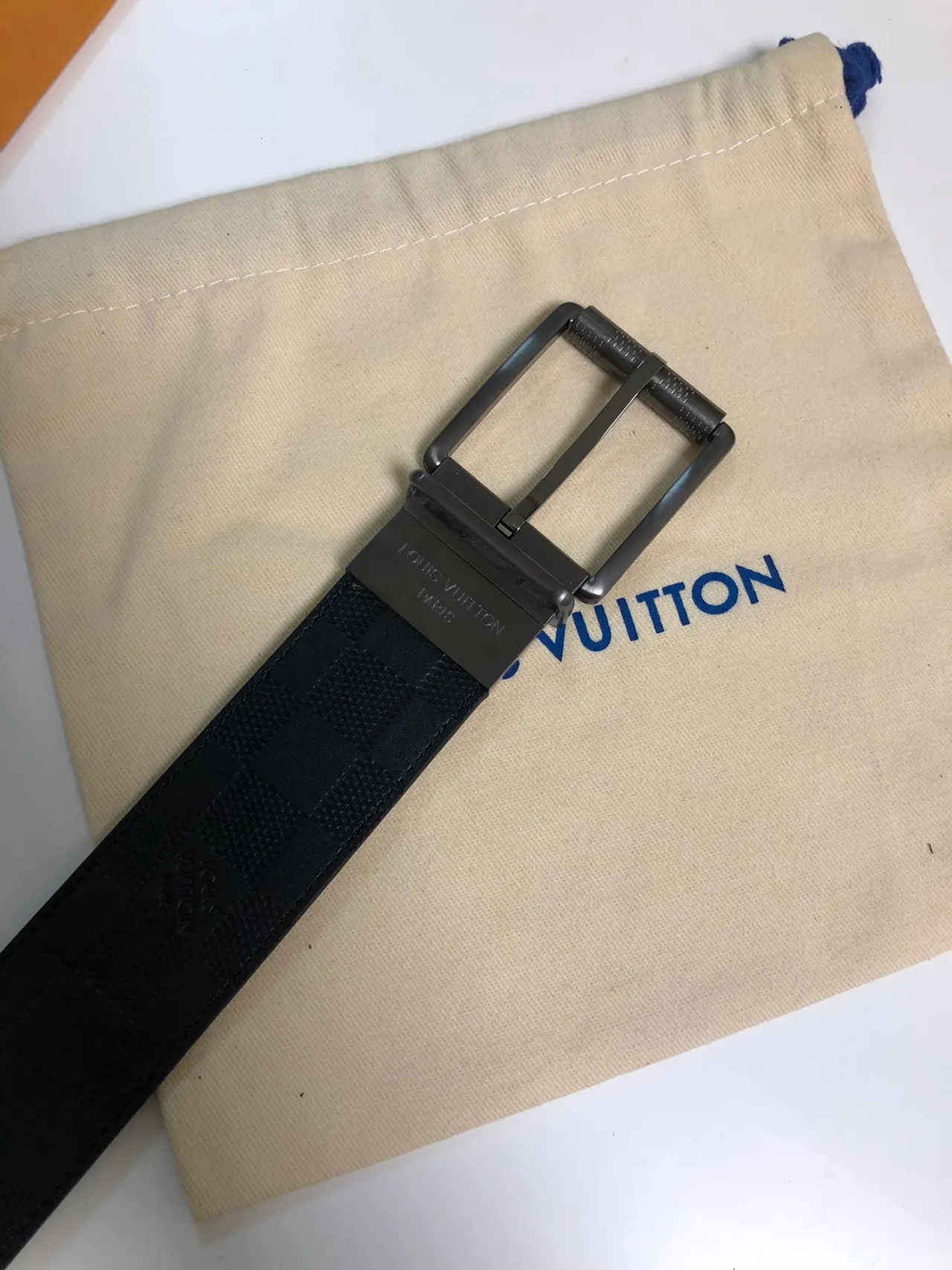 Louis Vuitton Damier Graphite Reversible Buckle Leather Belt 6