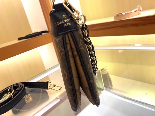 Louis Vuitton Dauphine Brown Black Monogram Canvas Strap Chain Bag 3