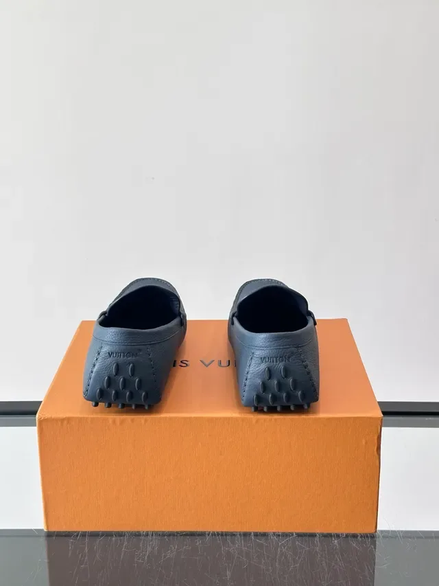 Louis Vuitton Driver Loafer Blue Pebbled Leather Loafers 3