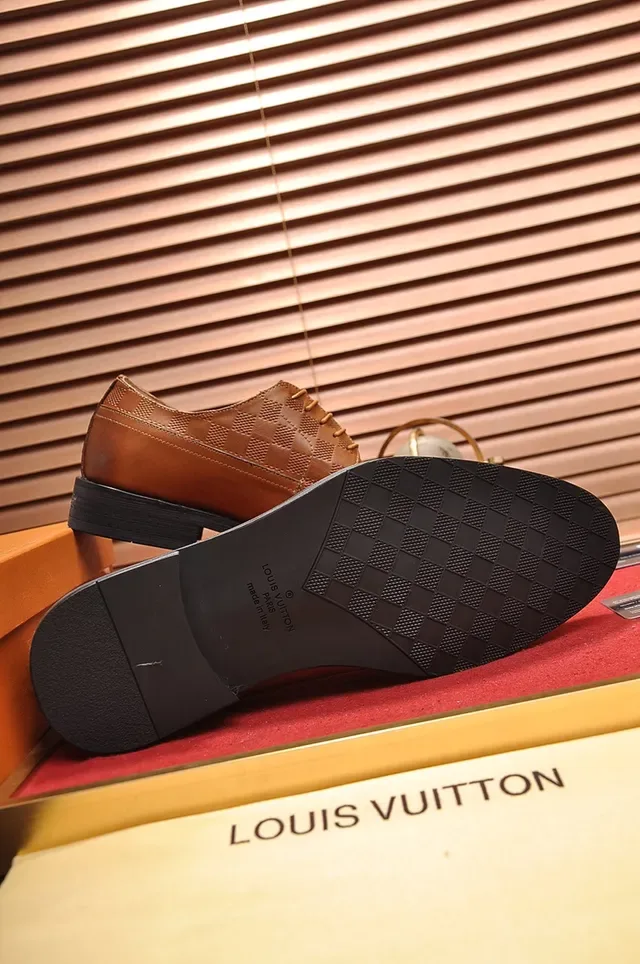 لويس فيتون أحذية أكسفورد جلد تان Embossed Damier 3