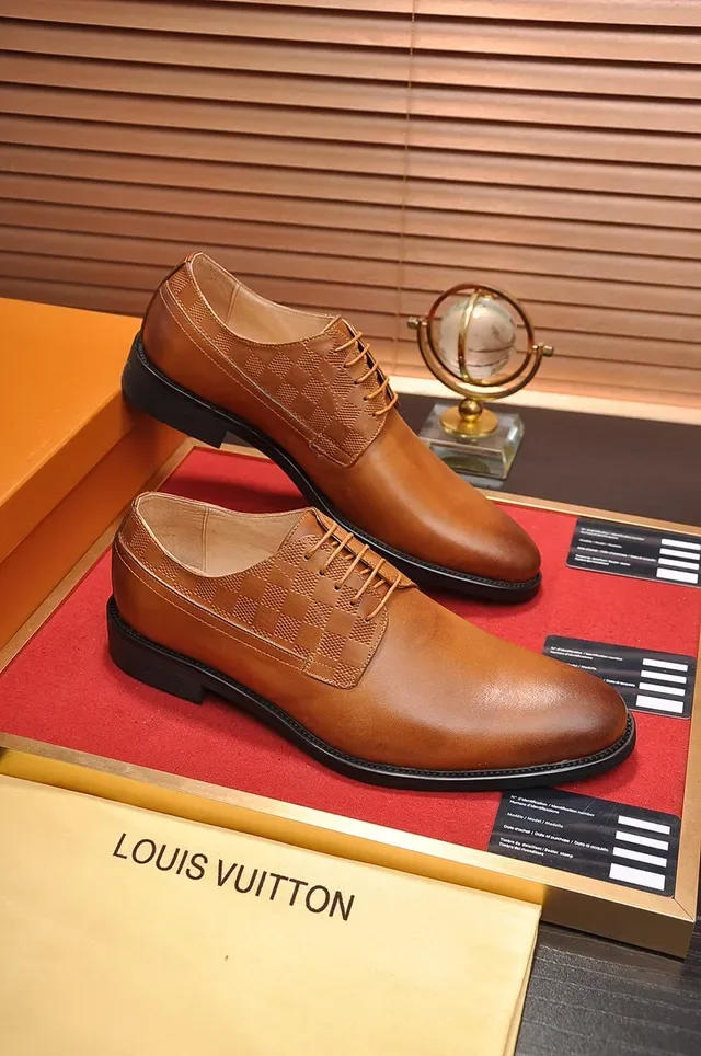 لويس فيتون أحذية أكسفورد جلد تان Embossed Damier 4