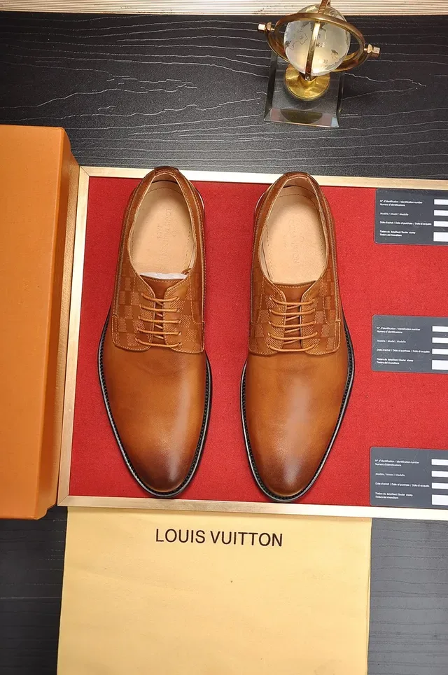 لويس فيتون أحذية أكسفورد جلد تان Embossed Damier 5