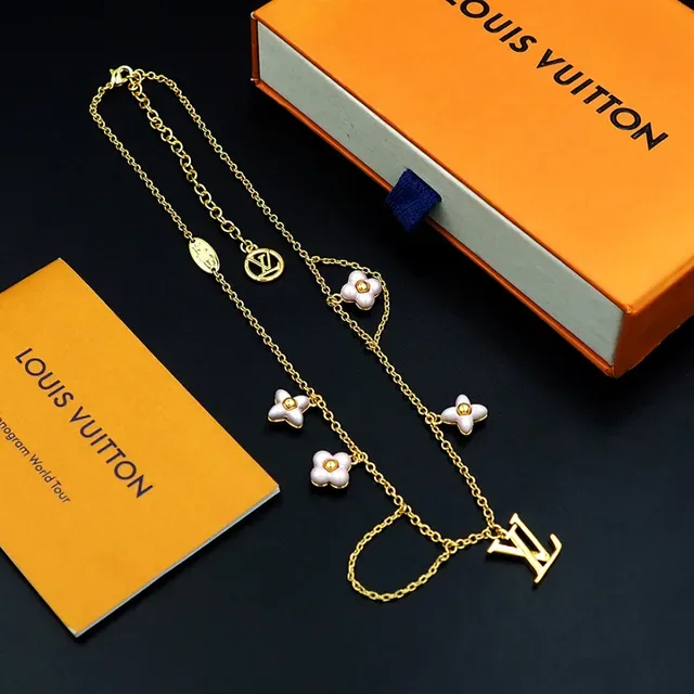 Louis Vuitton Floral Charm Gold-Tone Necklace 9