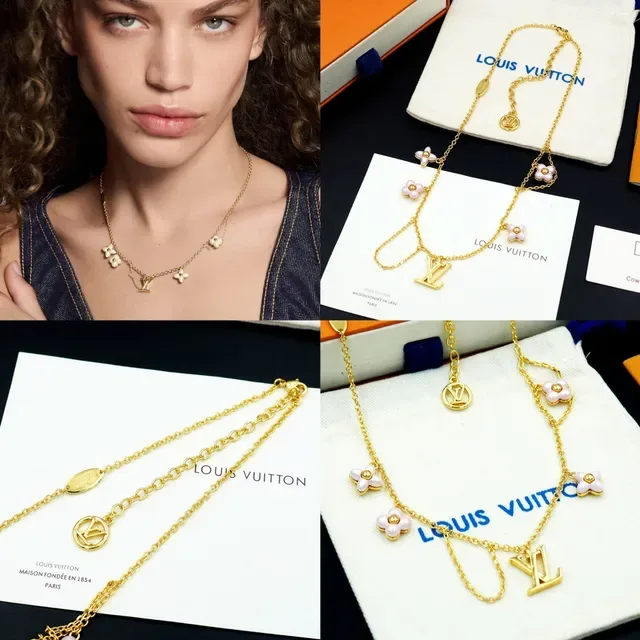 Louis Vuitton Floral Charm Gold-Tone Necklace 12