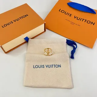 Louis Vuitton Floral Monogram Gold Tone Pearl Ring