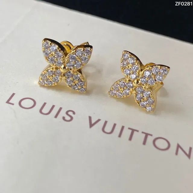 Louis Vuitton Flower Motif Gold Silver Chain Pavé Crystal Pendant Necklace 4
