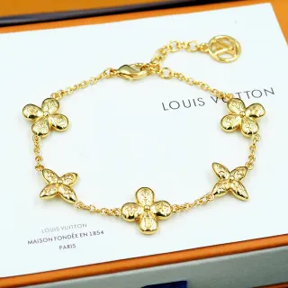Louis Vuitton Pulsera de cadena con motivo de flor en tono dorado
