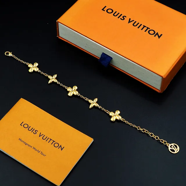 Louis Vuitton Flower Motif Gold-Tone Chain Bracelet 2