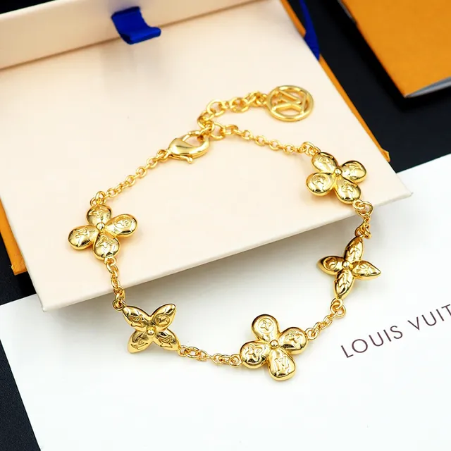 Louis Vuitton Flower Motif Gold-Tone Chain Bracelet 3