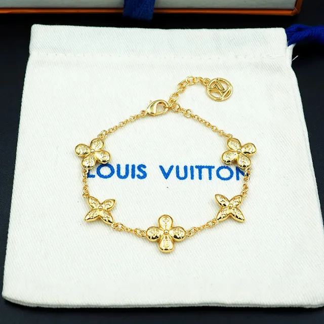 Louis Vuitton Flower Motif Gold-Tone Chain Bracelet 5