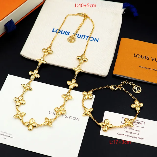 Louis Vuitton Flower Motif Gold-Tone Chain Bracelet 8