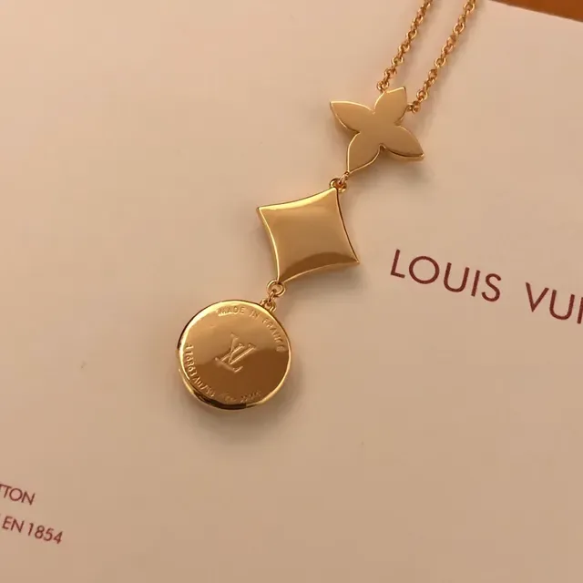 Louis Vuitton Flower Motif Gold-Tone Mother-of-Pearl Necklace 6