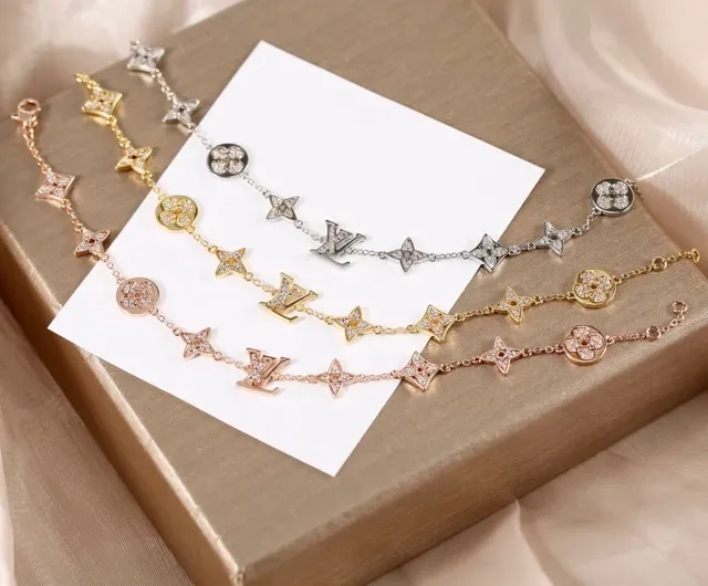 Louis Vuitton Flower & Star Pavé Crystal Chain Bracelet 4