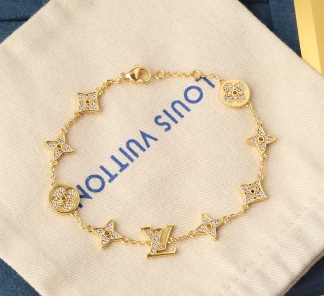 Louis Vuitton Flower & Star Pavé Crystal Chain Bracelet 7