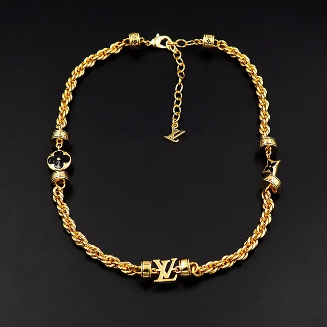 Louis Vuitton Gold Black Twisted Rope Chain Enamel Floral Charms Necklace 2
