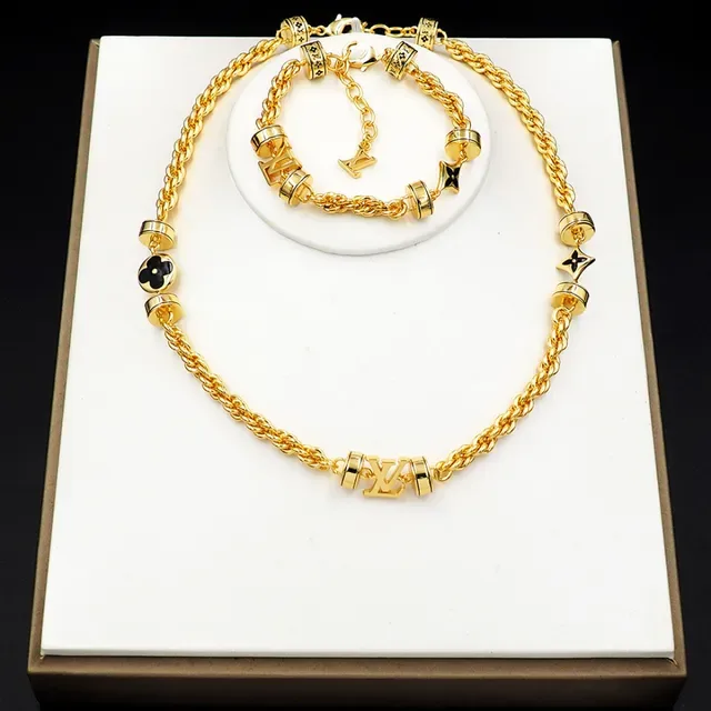 Louis Vuitton Gold Black Twisted Rope Chain Enamel Floral Charms Necklace 3