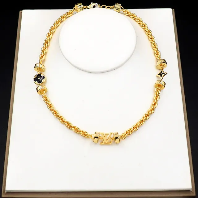 Louis Vuitton Gold Black Twisted Rope Chain Enamel Floral Charms Necklace 9