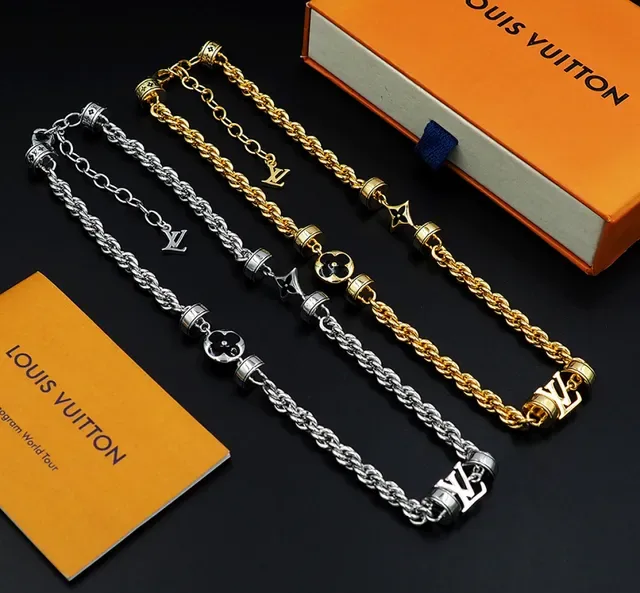 Louis Vuitton Gold Black Twisted Rope Chain Enamel Floral Charms Necklace 11