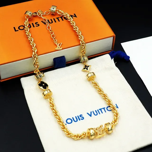 Louis Vuitton Gold Black Twisted Rope Chain Enamel Floral Charms Necklace 12