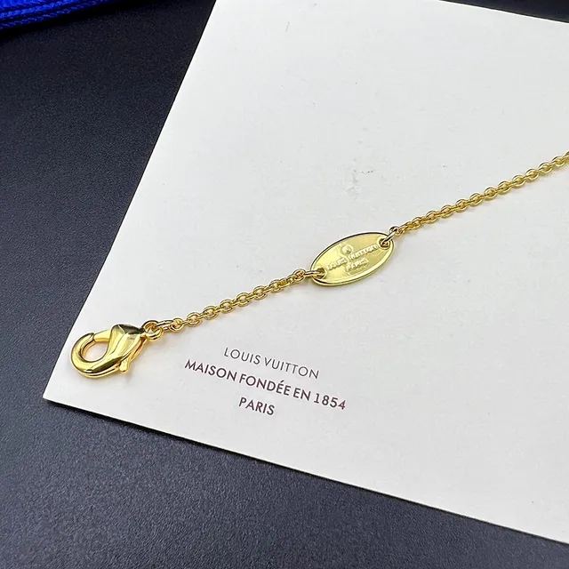 Louis Vuitton Gold Chain Interlocking LV Monogram Pendant Necklace 8