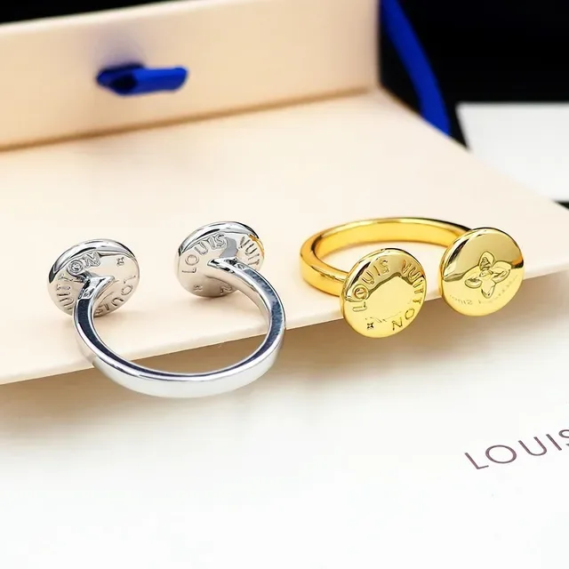 Louis Vuitton Gold Dual-Button Top Engraved Monogram Ring 2