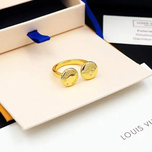Louis Vuitton Gold Dual-Button Top Engraved Monogram Ring 3