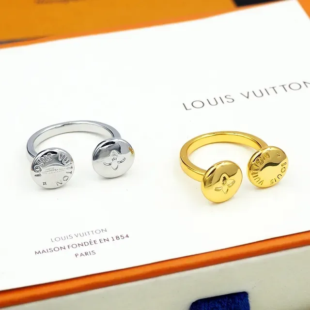 Louis Vuitton Gold Dual-Button Top Engraved Monogram Ring 4